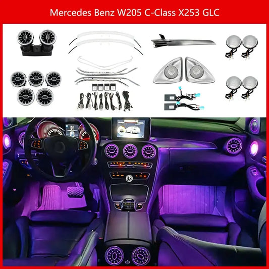 Lumière d'ambiance 3/64 couleurs pour Mercedes-Benz Classe C Glc Coupé W205 C43 C63 X253 LED Évents Haut-parleur Lampe décorative Retrofit 