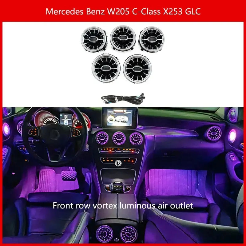 Lumière d'ambiance 3/64 couleurs pour Mercedes-Benz Classe C Glc Coupé W205 C43 C63 X253 LED Évents Haut-parleur Lampe décorative Retrofit 