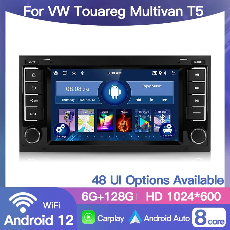 Android 13 Car Radio Multimedia GPS For VW Volkswagen Touareg Transporter T5 Multivan Navi CarPlay DSP SWC BT 8Core Player Auto