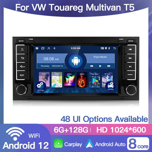 2 Din Android 10 Auto Radio Multimedia Player Für VW Volkswagen Touareg Transporter T5 Multivan Navigation CarPlay DSP SWC BT 8Core Player Auto 