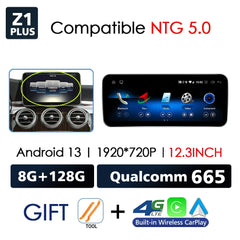 Android 13 Drahtloses CarPlay für Mercedes Benz C-Klasse W205 2014-2018 Auto-Multimedia-Navigationsradio GPS SWC DSP 4G WiFi 