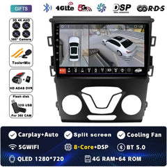 Android 14 Carplay Auto pour Ford Fusion Mondeo 5 2014 - 2019 Autoradio Multimédia Lecteur Vidéo Navigation GPS Non 2Din 2 Din DVD 