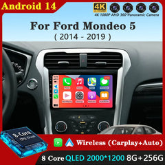 Android 14 Carplay Auto pour Ford Fusion Mondeo 5 2014 - 2019 Autoradio Multimédia Lecteur Vidéo Navigation GPS Non 2Din 2 Din DVD 