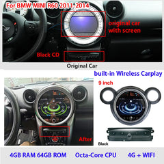 Autoradio Carplay Android Auto pour BMW Mini Cooper R56 R60 2007-2014 Android 13.0 Navigation GPS Unité principale Lecteur vidéo Magnétophone Stéréo 