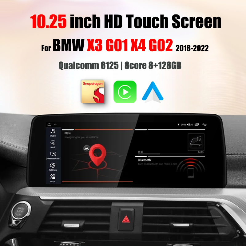 Snapdragon665 10.25" 8 Core Android Auto Apple Carplay For BMW X3 X4 G01 G02 EVO 2018-2022 Car Video Player Multimedia Radio GPS Navigation