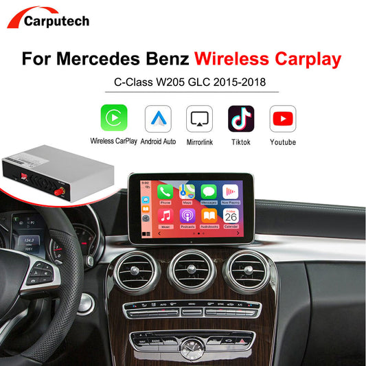 Kabelloser CarPlay-Decoder Android Auto für Mercedes Benz C-Klasse W205 GLC 2015-2018, mit Mirror Link AirPlay Car Play 