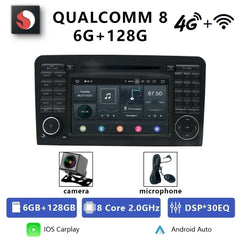 Carputech Car Radio 2 Din Android 12 8G+128G For Mercedes Benz ML GL Class W164 X164 Qualcomm DVD GPS CarPlay WIFI 4G Bluetooth DSP