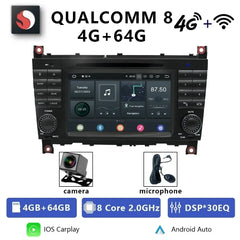 For Mercedes Benz C-Class W203 CLC CLK W209 2005-2011 Qualcomm Car Radio 7" Android 12 DVD GPS CarPlay WIFI 4G Bluetooth