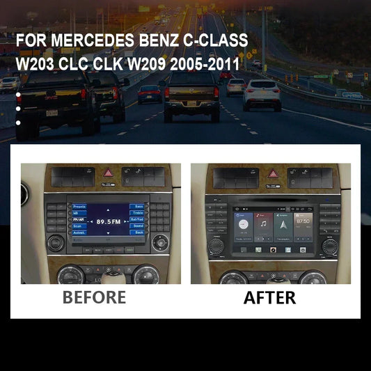 For Mercedes Benz C-Class W203 CLC CLK W209 2005-2011 Qualcomm Car Radio 7" Android 12 DVD GPS CarPlay WIFI 4G Bluetooth