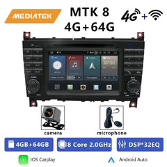 For Mercedes Benz C-Class W203 CLC CLK W209 2005-2011 Qualcomm Car Radio 7" Android 12 DVD GPS CarPlay WIFI 4G Bluetooth