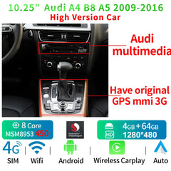 Carputech For Audi A4 B8 A5 2009-2017 Android 13 System Car Screen Player GPS Navi Multimedia Stereo 8+128GB RAM WIFI Google Carplay