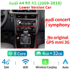 Carputech For Audi A4 B8 A5 2009-2017 Android 13 System Car Screen Player GPS Navi Multimedia Stereo 8+128GB RAM WIFI Google Carplay