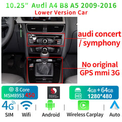 Carputech For Audi A4 B8 A5 2009-2017 Android 13 System Car Screen Player GPS Navi Multimedia Stereo 8+128GB RAM WIFI Google Carplay