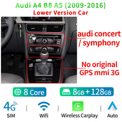 Carputech For Audi A4 B8 A5 2009-2017 Android 13 System Car Screen Player GPS Navi Multimedia Stereo 8+128GB RAM WIFI Google Carplay