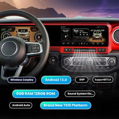 Jeep Wrangler 2018-2024 Digital Dashboard Cluster Dual Screen Car Radio Strip Screen CarPlay Android Auto Speed Meter Screen