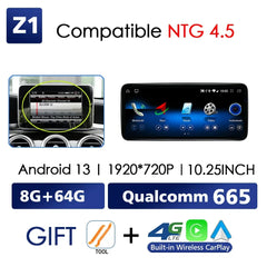 Für Mercedes Benz C Klasse W204 W205 2007-2018 Android 13 Drahtlose CarPlay Qualcomm 665 Multimedia Intelligenter Player GPS DSP Autoradio 