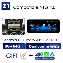 Für Mercedes Benz C Klasse W204 W205 2007-2018 Android 13 Drahtlose CarPlay Qualcomm 665 Multimedia Intelligenter Player GPS DSP Autoradio 