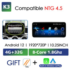 Für Mercedes Benz C Klasse W204 W205 2007-2018 Android 13 Drahtlose CarPlay Qualcomm 665 Multimedia Intelligenter Player GPS DSP Autoradio 