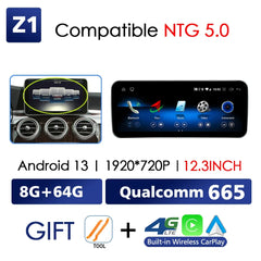 Für Mercedes Benz C Klasse W204 W205 2007-2018 Android 13 Drahtlose CarPlay Qualcomm 665 Multimedia Intelligenter Player GPS DSP Autoradio 