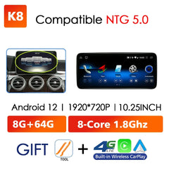 Für Mercedes Benz C Klasse W204 W205 2007-2018 Android 13 Drahtlose CarPlay Qualcomm 665 Multimedia Intelligenter Player GPS DSP Autoradio 