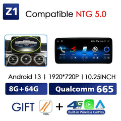 Für Mercedes Benz C Klasse W204 W205 2007-2018 Android 13 Drahtlose CarPlay Qualcomm 665 Multimedia Intelligenter Player GPS DSP Autoradio 