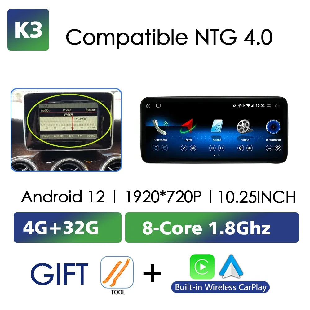 Für Mercedes Benz C Klasse W204 W205 2007-2018 Android 13 Drahtlose CarPlay Qualcomm 665 Multimedia Intelligenter Player GPS DSP Autoradio 