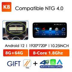 Für Mercedes Benz C Klasse W204 W205 2007-2018 Android 13 Drahtlose CarPlay Qualcomm 665 Multimedia Intelligenter Player GPS DSP Autoradio 