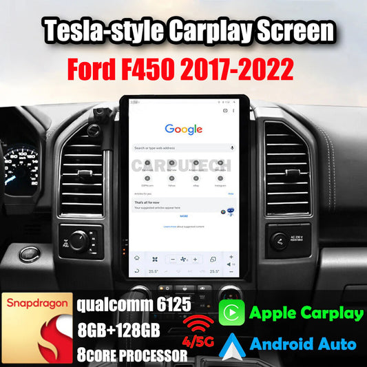 For Ford F450 2017-2022 Car Radio Stereo Carplay Upgrade Tesla Style Screen 14.4" Qualcomm Android Auto GPS Navigation Multimedia Player