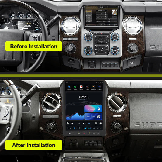 12.1" Qualcomm pour Ford F250 F350 F450 F650 Heavy Duty Truck 2009-2016 Autoradio Stéréo Carplay Mise à Niveau Écran Style Tesla Android Auto Navigation GPS Lecteur Multimédia