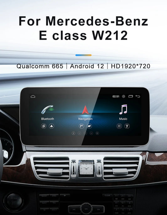 Für Mercedes Benz E-Klasse W212 | Kabelloses CarPlay und Android Auto | 12,3-Zoll-Touchscreen Snapdragon665 Android13 Auto-GPS-Stereo-Multimedia-Autoradio-Steuergerät 