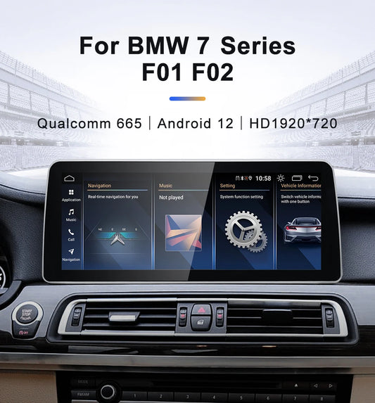 For BMW 7Series F01 F02 Snapdragon665 12.3 inch Wireless CarPlay AUTO Android12 Car Stereo Multimedia Head Unit Radio Bluetooth