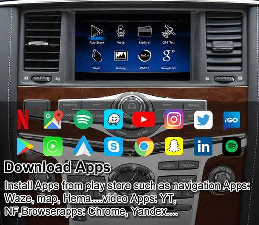 Interface vidéo multimédia Android Carputech 8 + 128 Go pour Nissan Patrol Y62 QX60 QX80 Pathfinder R52 2010-2024 Écran du module Carplay