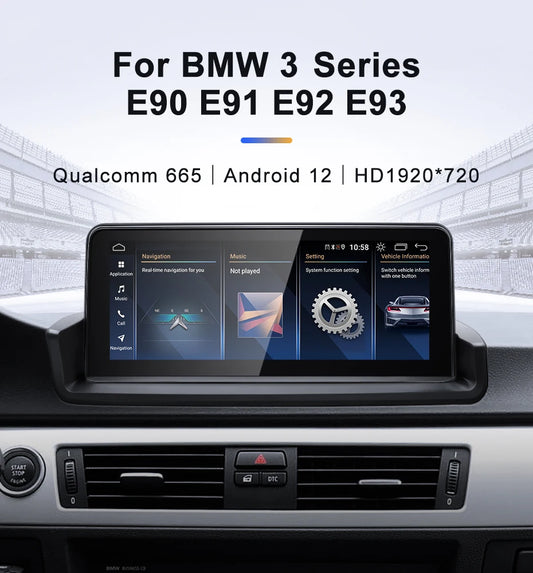 For BMW 3Series E90 E91 E92 2005-2011 Snapdragon665 10.25inch Touch Screen Wireless Carplay Android 13 Stereo Multimedia Head Unit Radio AUTO Bluetooth