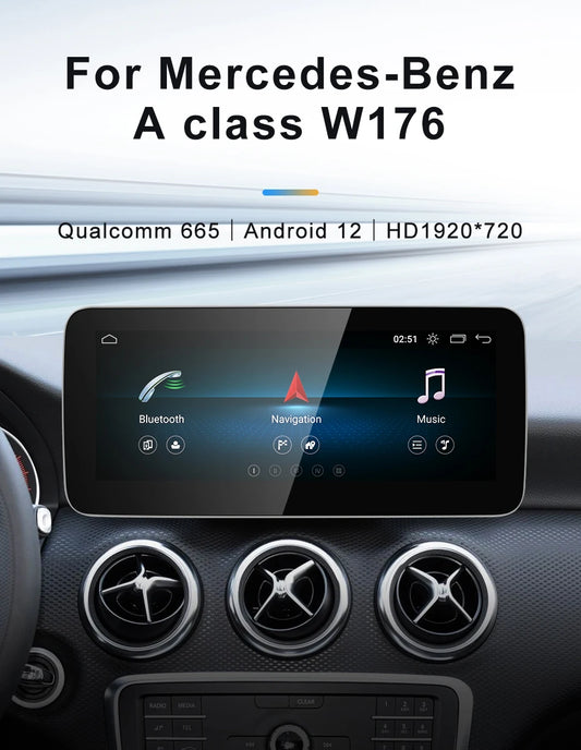 Pour Mercedes Benz Classe A W176 CLA C117 GLA X156 CarPlay sans fil et Android Auto | Écran tactile 12,3 pouces Snapdragon665 Android13 Voiture GPS Stéréo Multimédia Autoradio Headunit 