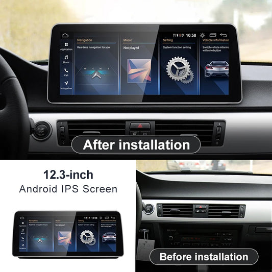 For BMW 3Series E90 E91 E92 Snapdragon665 12.3inch Touch Screen Wireless Carplay Android 13 Stereo Multimedia Head Unit Radio AUTO Bluetooth