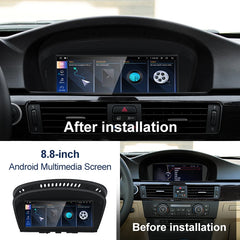 For BMW 3series E90 E91 5series E60 E61 CCC ID8 New UI 8.8inch Touch Screen Wireless CarPlay AUTO Android 13 System Head Unit Radio Bluetooth