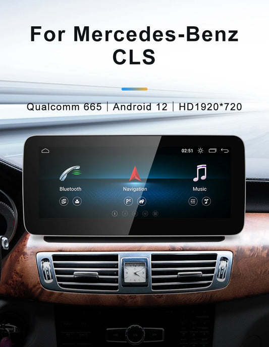 Pour Mercedes Benz CLS W218 X218 C218 CarPlay sans fil et Android Auto 12,3 pouces écran tactile Snapdragon665 Android13 voiture GPS stéréo multimédia autoradio unité principale 