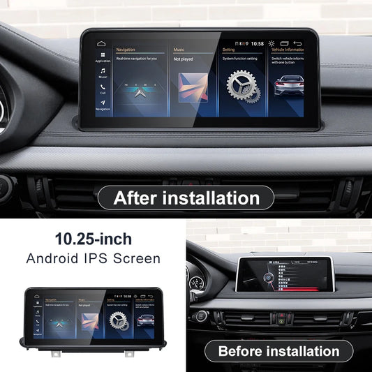 Lecteur multimédia de voiture sans fil Snapdragon665 10,25 pouces CarPlay AUTO pour BMW X5 F15 X6 F16 NBT Unité principale Radio Bluetooth GPS Navi