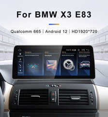 For BMW X3 E83 Snapdragon665 12.3inch Wireless CarPlay Android AUTO Car Multimedia System Head Unit Radio Bluetooth GPS Navi