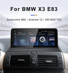 For BMW X3 E83 Snapdragon665 Wireless CarPlay Android AUTO Car Multimedia System Head Unit Radio Bluetooth GPS Navigation 10.25inch Screen