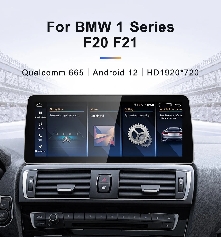 For BMW 1series F20 F21 Snapdragon665 12.3inch Wireless Carplay AUTO Android 13 Car Stereo Multimedia NBT Head Unit Radio Blueto