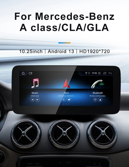 Mercedes Benz CLA C117 GLA X156 A-Klasse W176 | Kabelloses CarPlay und Android Auto | 12,3-Zoll-Touchscreen Snapdragon665 Android13 Auto-GPS-Stereo-Multimedia-Autoradio-Headunit 