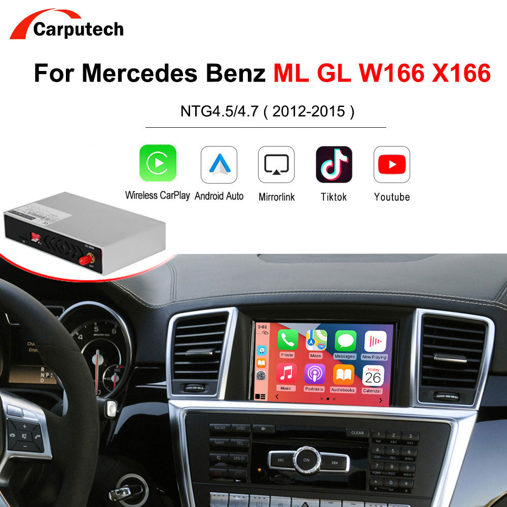 CarPlay sans fil Android Auto pour Mercedes Benz ML GL W166 X166 2012-2015, avec fonctions Mirror Link AirPlay Car Play 