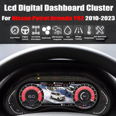 Pour Nissan Patrol Armada Y62 2010-2023 12.3" LCD Tableau de bord numérique Cluster Panneau de voiture Compteur de vitesse Cockpit virtuel