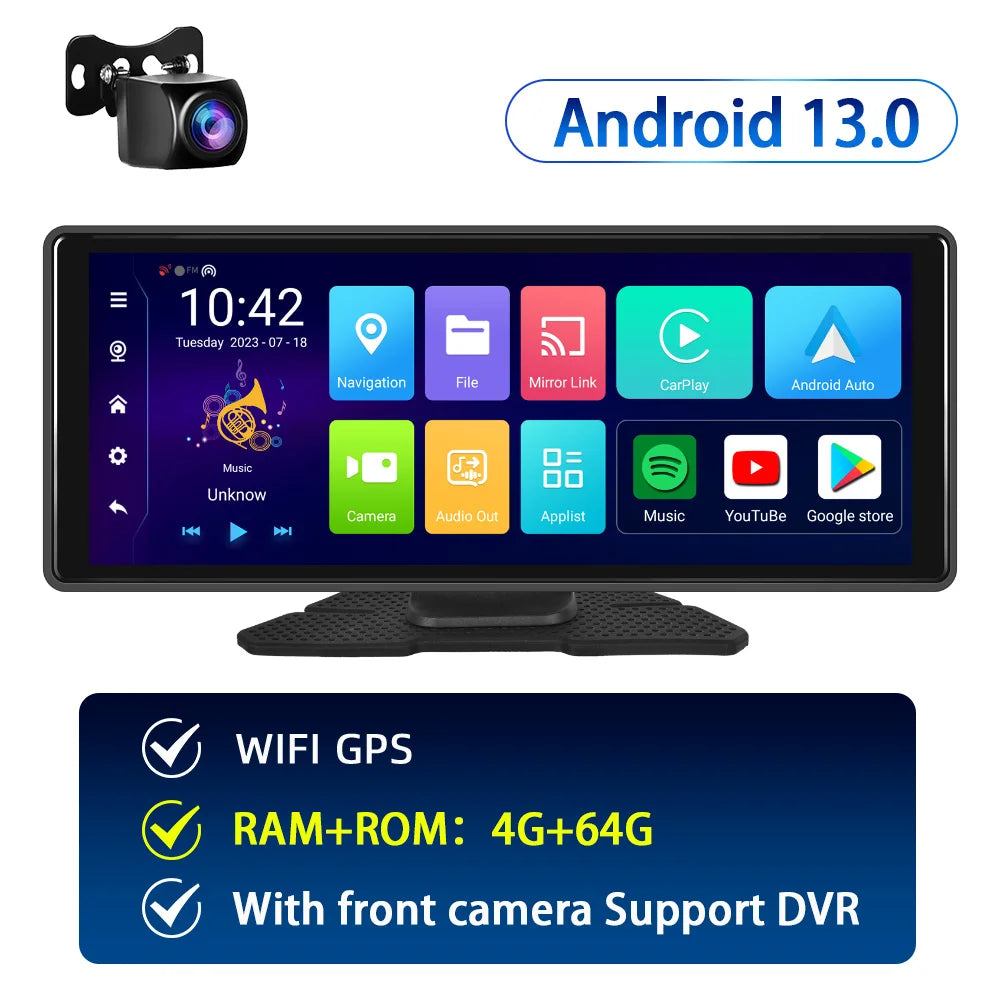 10.26inch Car DVR For Android 13 4+64G Carplay Monitor Android – Carputech