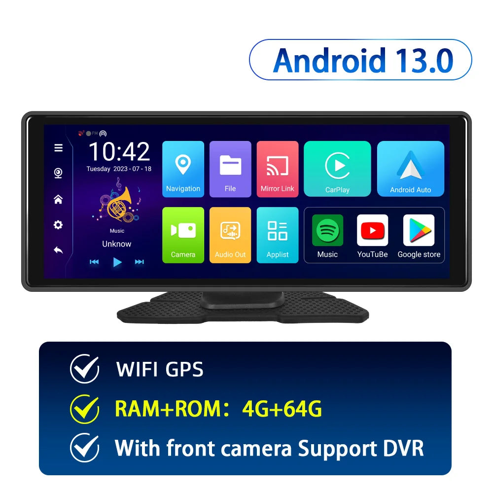 10.26inch Car DVR For Android 13 4+64G Carplay Monitor Android – Carputech