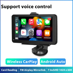 Carputech Wireless Carplay Android Auto Car Radio Multimedia Player for Universal 7'' Portable Touch Screen With AUX USB BT