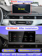 Qualcomm 8G 128G Android12 10.25 pouces Carplay AUTO pour AUDI 2018-2022 A4 A5 S5 B9 Lecteur vidéo de voiture Navigation GPS Écran intelligent 