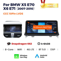 Qualcomm Snapdragon 680 Android 13 DVD de voiture pour BMW X5 E70 BMW X6 E71 Lecteur audio stéréo multimédia GPS stéréo moniteur CCC CIC 