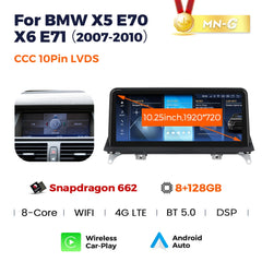 Qualcomm Snapdragon 680 Android 13 DVD de voiture pour BMW X5 E70 BMW X6 E71 Lecteur audio stéréo multimédia GPS stéréo moniteur CCC CIC 